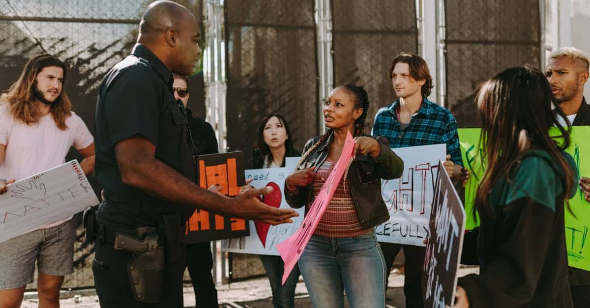 a-diverse-group-of-people-engaged-in-a-peaceful-protest-outdoors-discussing-with-a-police-officer